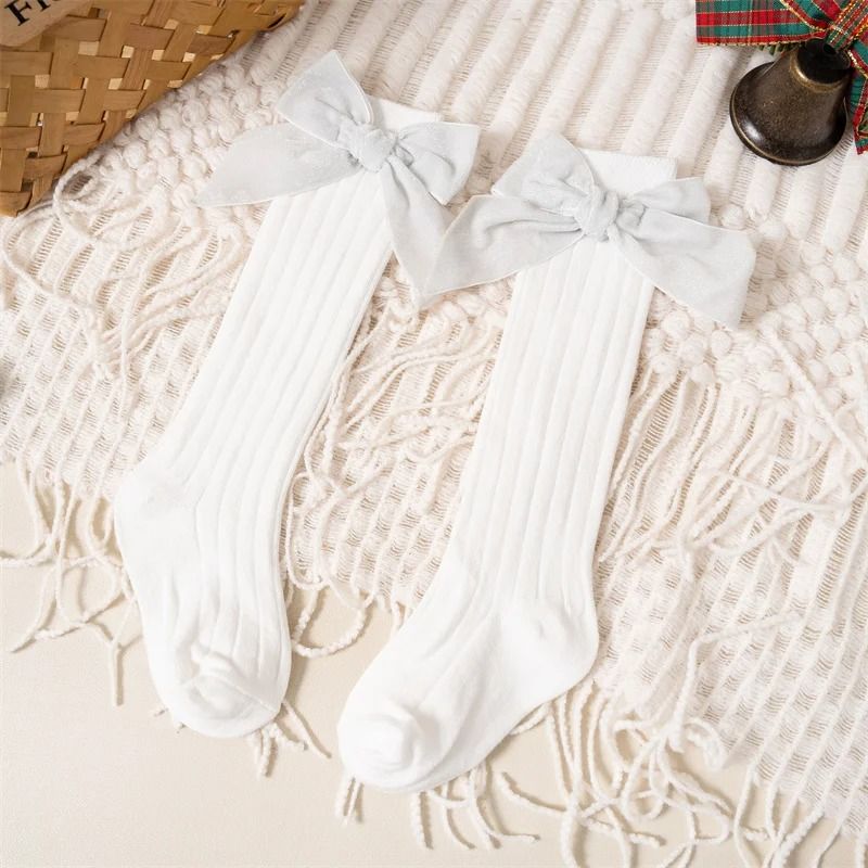 Baby Girls Knee High Bow Socks Soft Cotton Winter and Autumn Kids Socks