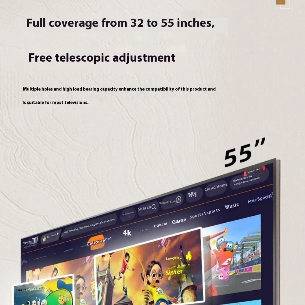 Universal Full Motion Retractable TV Wall Mount