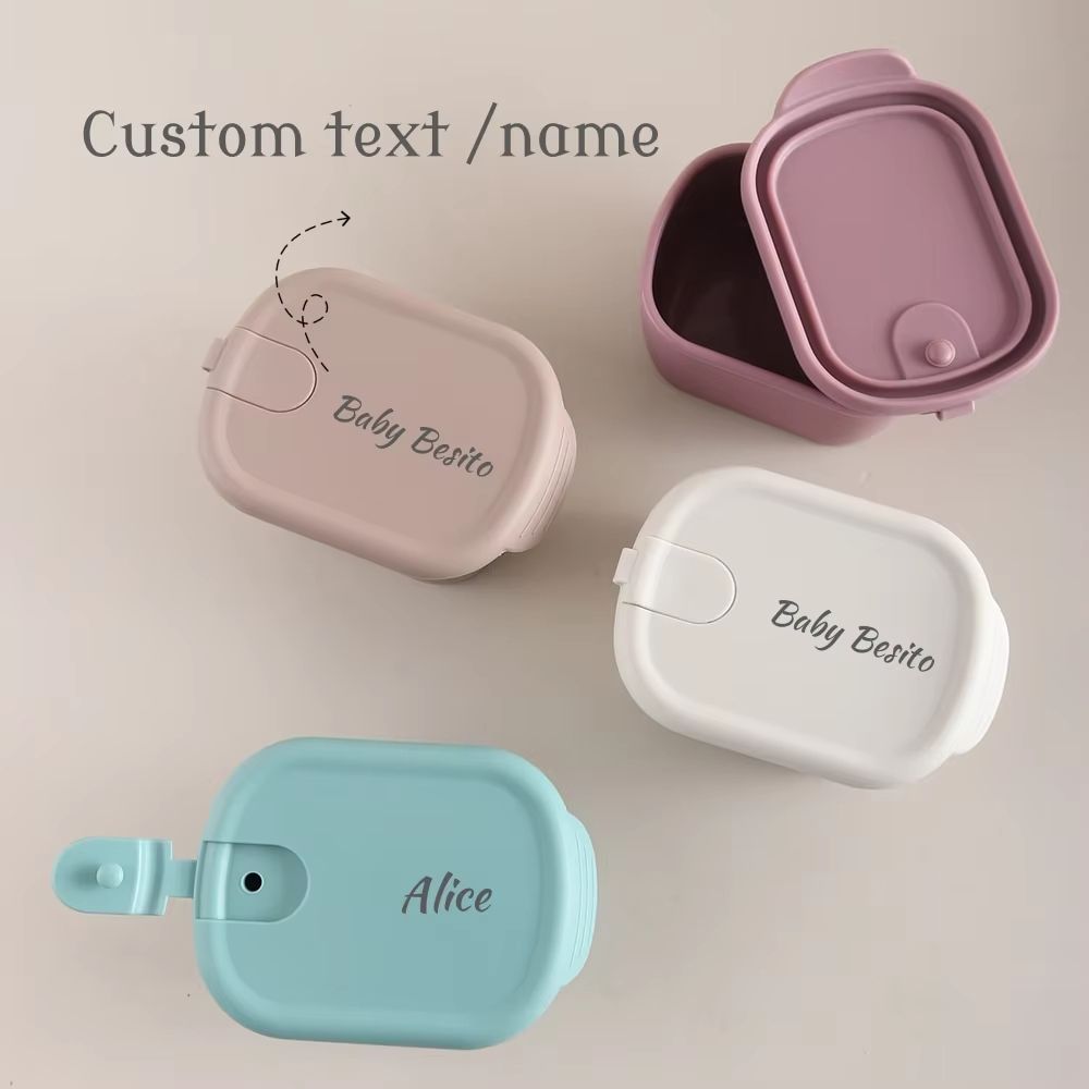 Personalized 10.14 fl oz Silicone Baby Snack Box Custom Name Leak Proof Bento Container