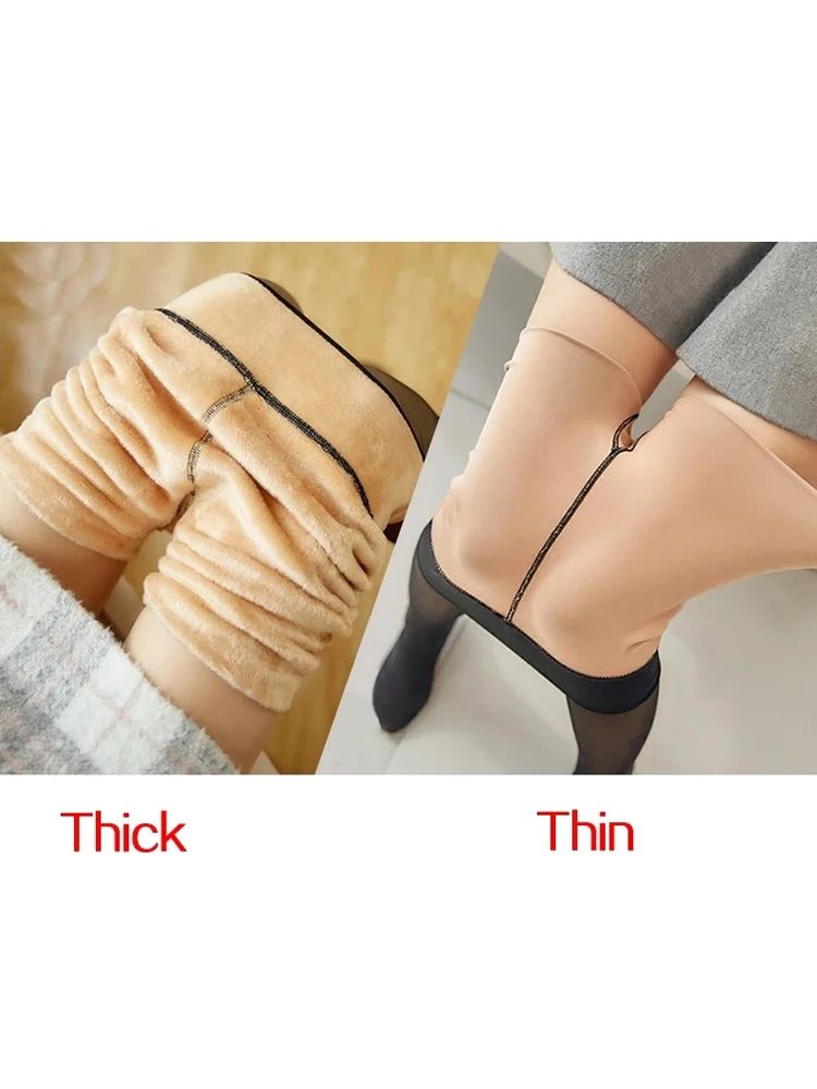 TINSOL Women's Thermal Fleece Leggings - Thick Velvet Translucent Winter Tights