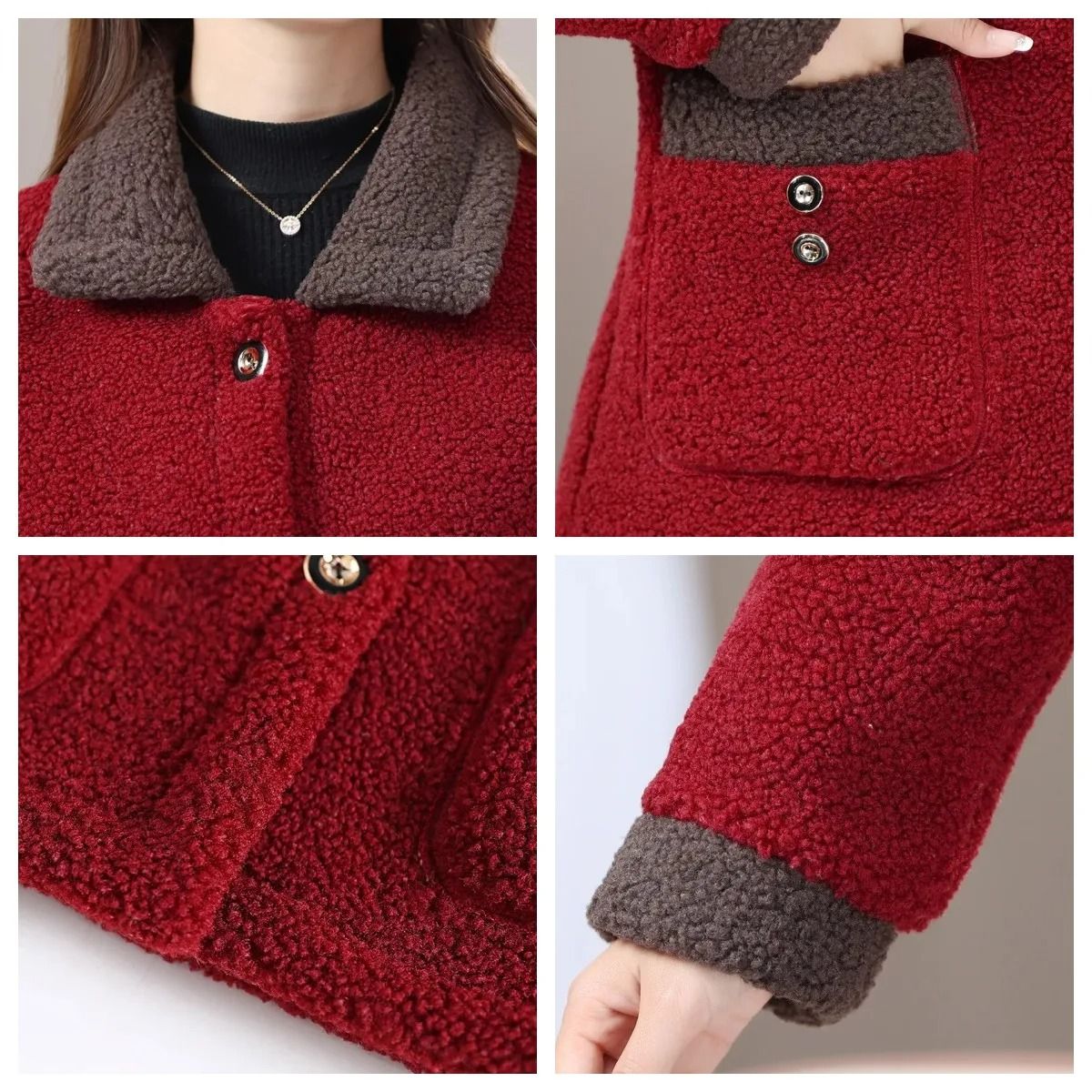Elegant Lamb Fur Grain Velvet Coat | Womens Thermal Winter Jacket