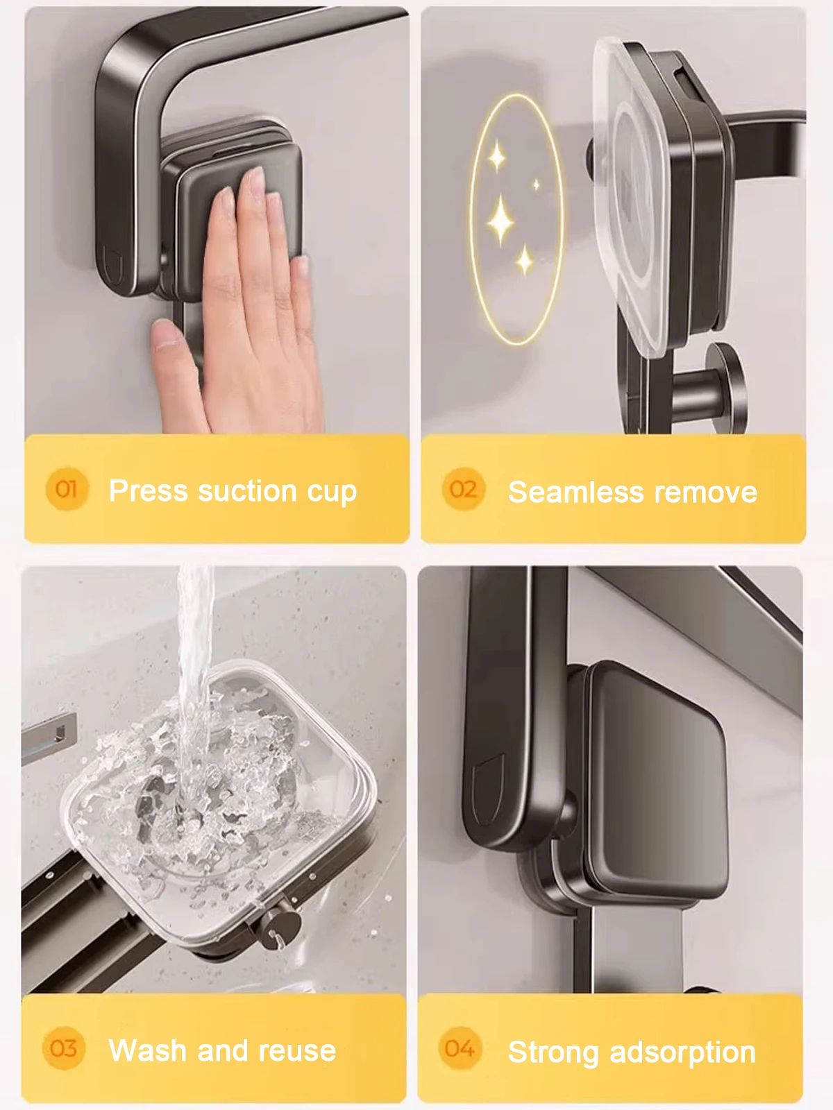 Suction Cup Folding Bathroom Towel Rack