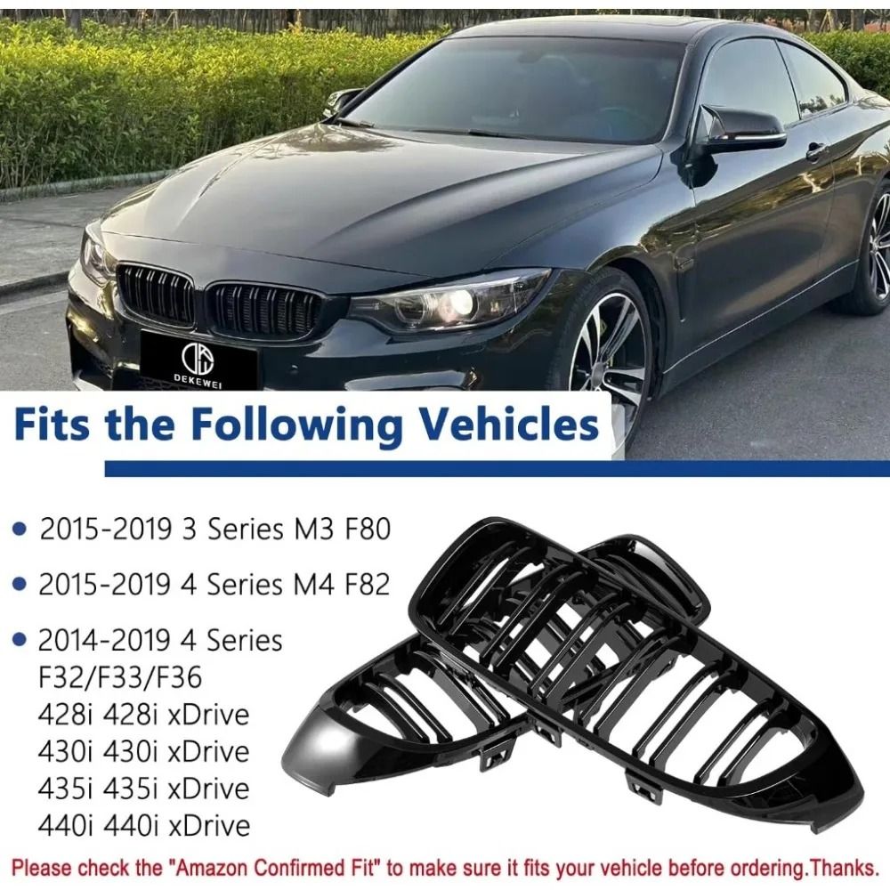 BMW 4 Series F32 F33 F36 Gloss Black Double Slat Front Kidney Grille Replacement