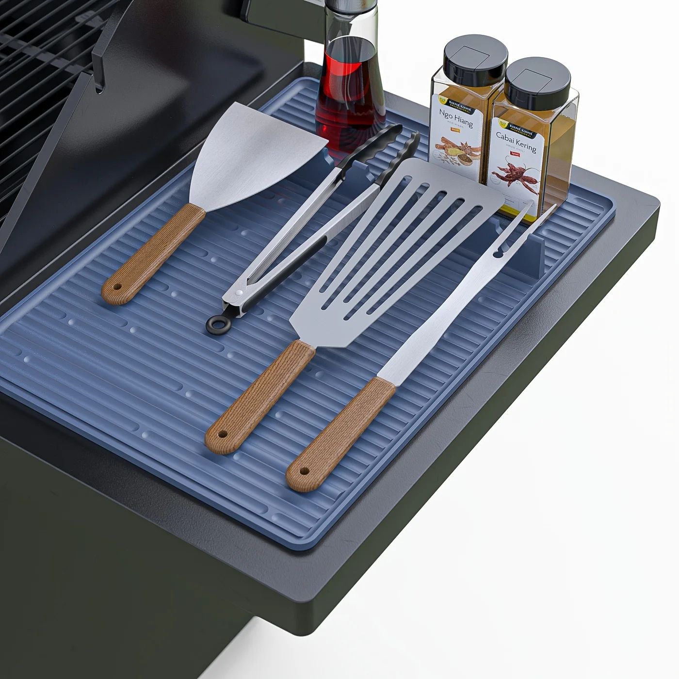 Silicone Grill Mat with Utensil Holder