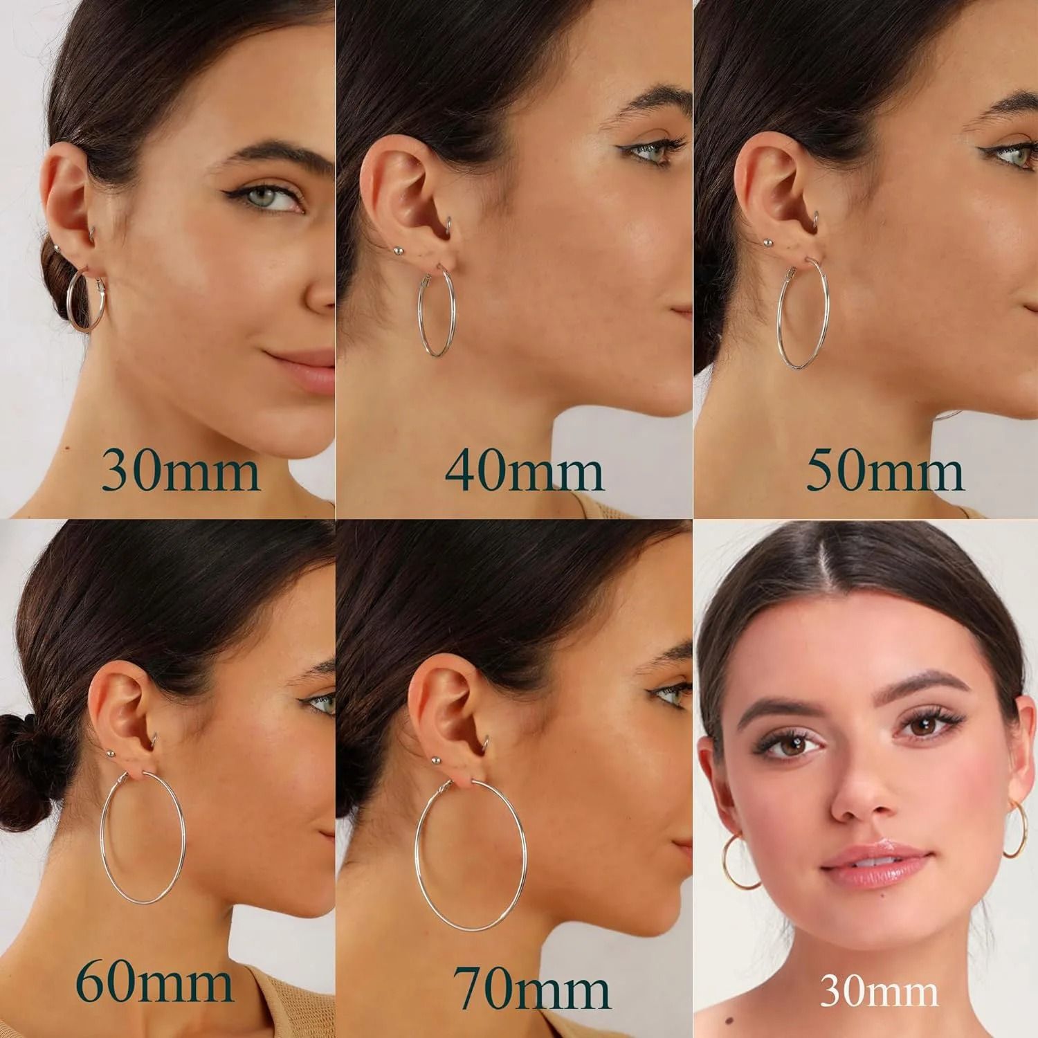6-Pair Smooth Open Hoop Earring Set