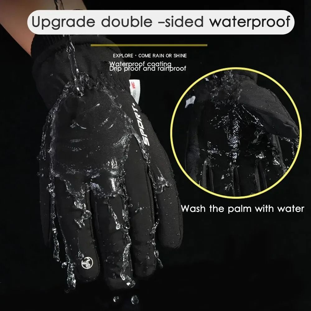 Men Waterproof Winter Cycling Gloves – Touch Screen Thermal Fleece Outdoor Gloves for Running, Skiing, and Motorcycle