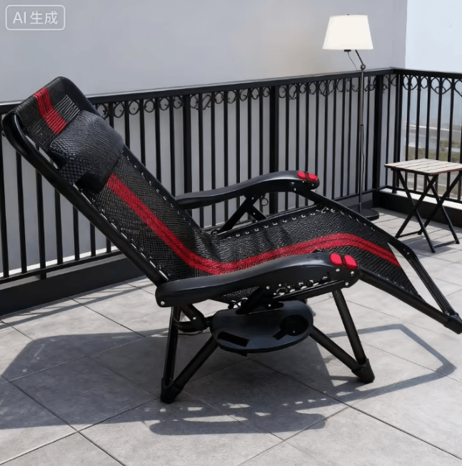 Durable Folding Chair Side Table Attachment with Cup Holder and Snack Tray