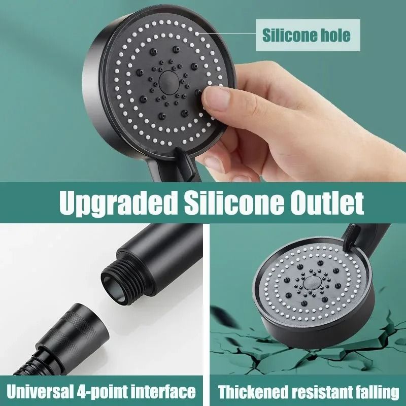 Water Saving High Pressure Shower Head with Adjustable Modes and One Key Stop