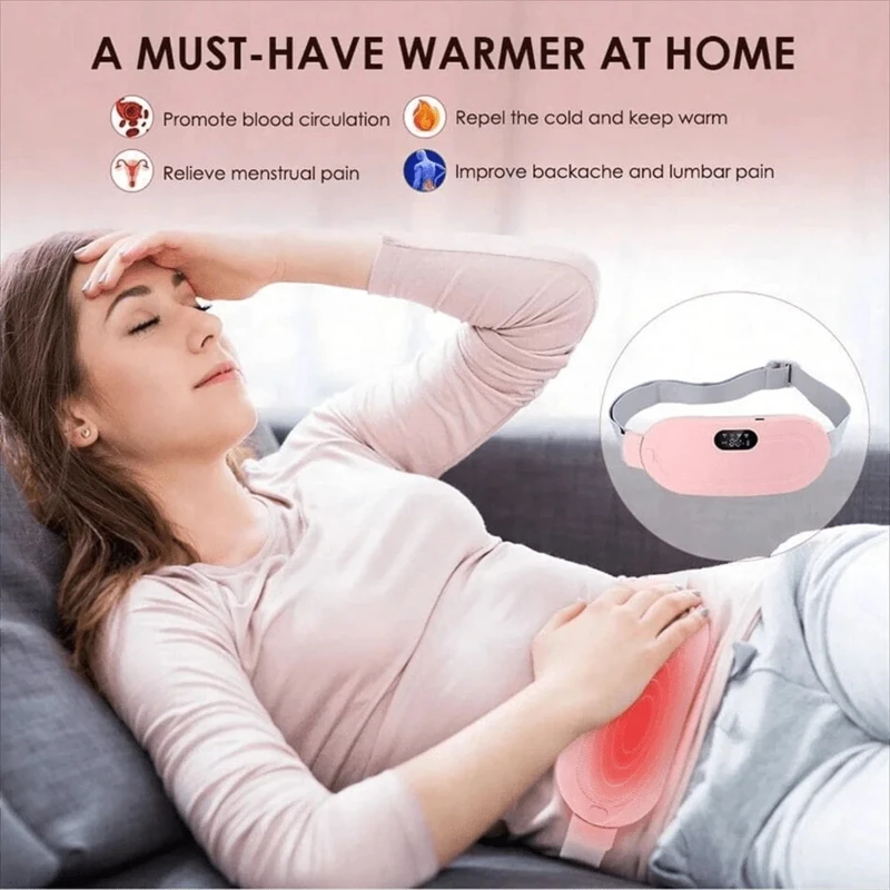 Electric Menstrual Heating Belt for Women - Adjustable Waist Heating Pad with Vibration & Heat for Menstrual Spasm
