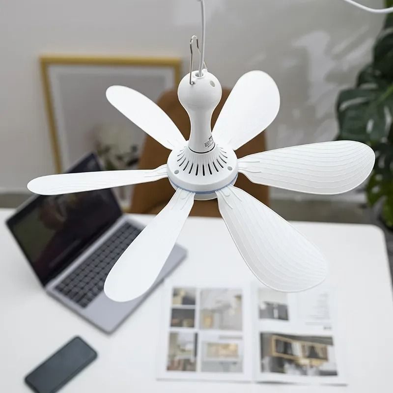 Silent 6 Leaf USB Powered Ceiling Fan with Remote Control for Tent Camping and Dorm