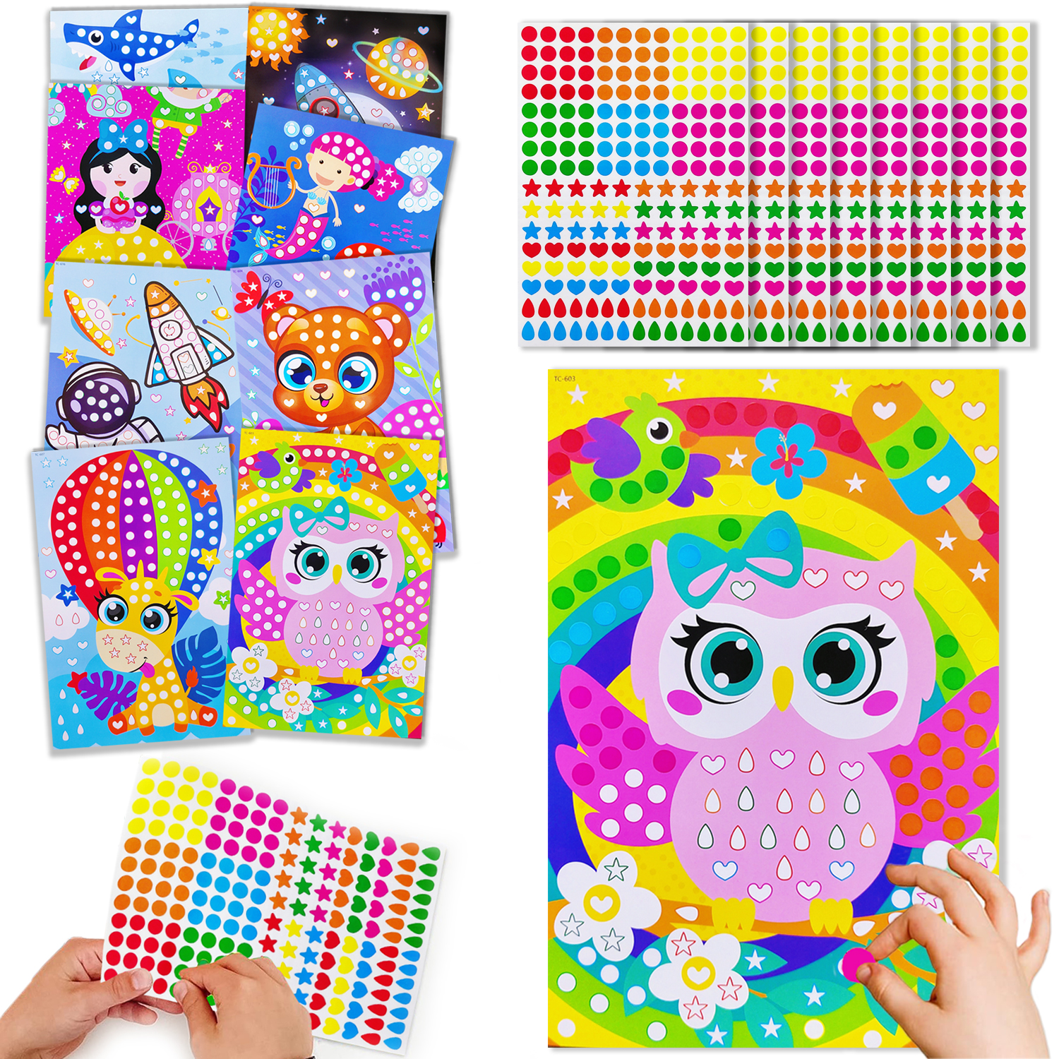 Children Dot Coloring Book - DIY Color Dot Cartoon Animal Drawing Mosaic Puzzle Stickers | Creative Educational Toy