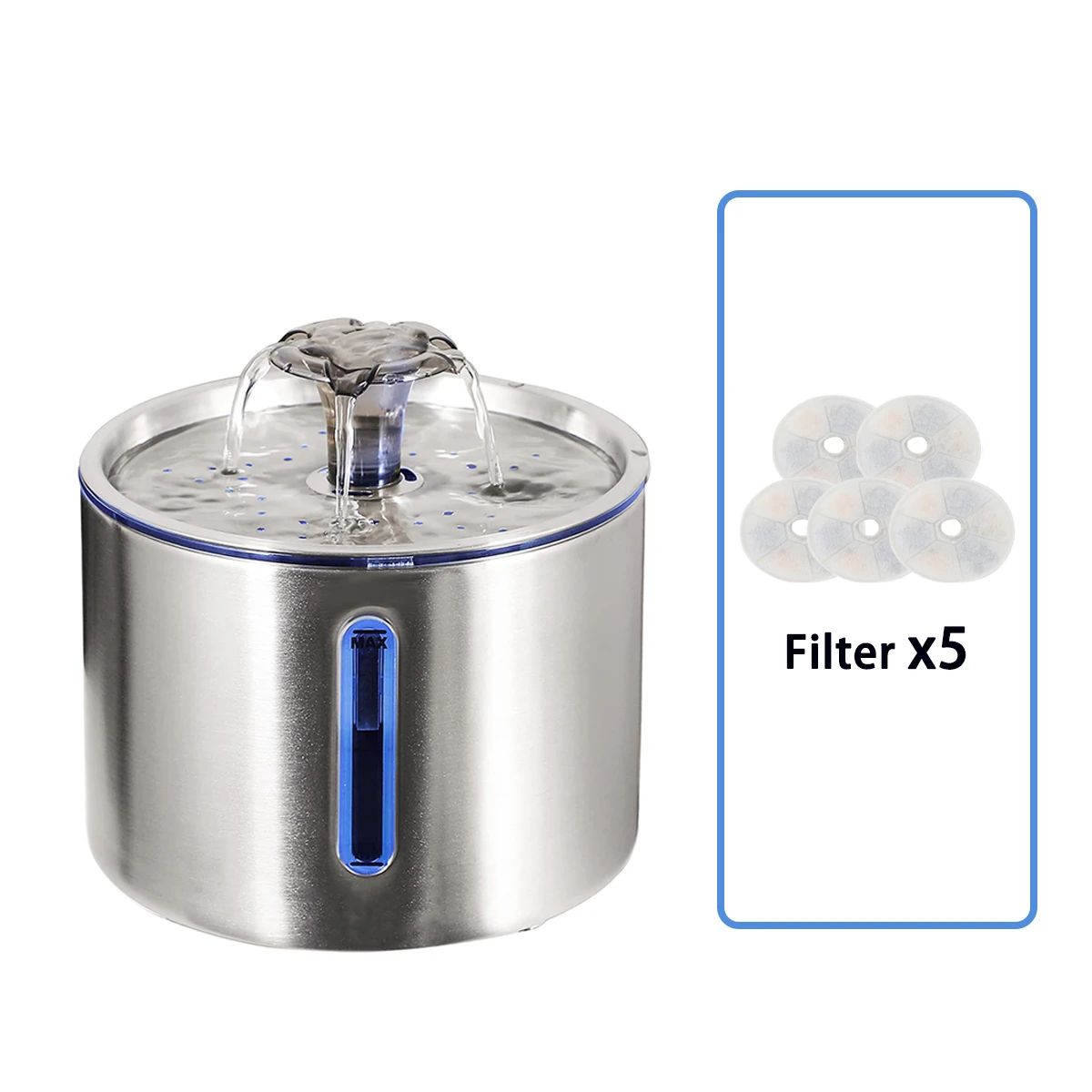PureFlow Stainless Pet Fountain – Cat Water Fountain 2.5L Automatic Dispenser