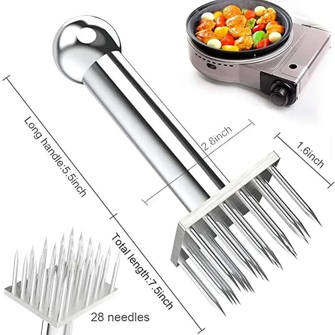 Stainless Steel Meat Tenderizer Needle With Wooden Handle