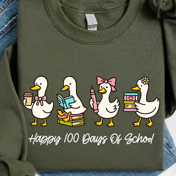 Happy 100 Days of School Sweatshirt, Silly Goose Shirt, Back to School Sweater, Funny Goose T-Shirt, School Sweatshirt,