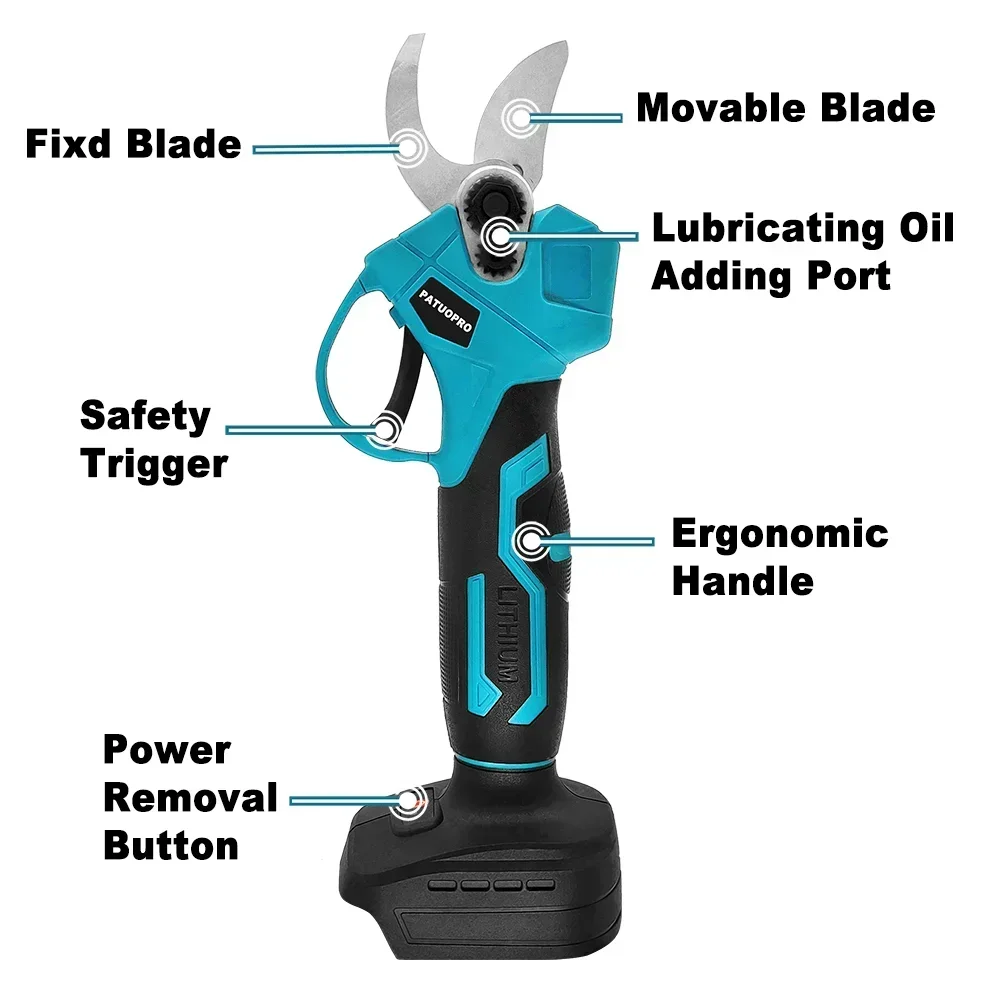 Professional Cordless Electric Pruning Shear with Brushless Motor for Gardening and Bonsai Cutting Tool