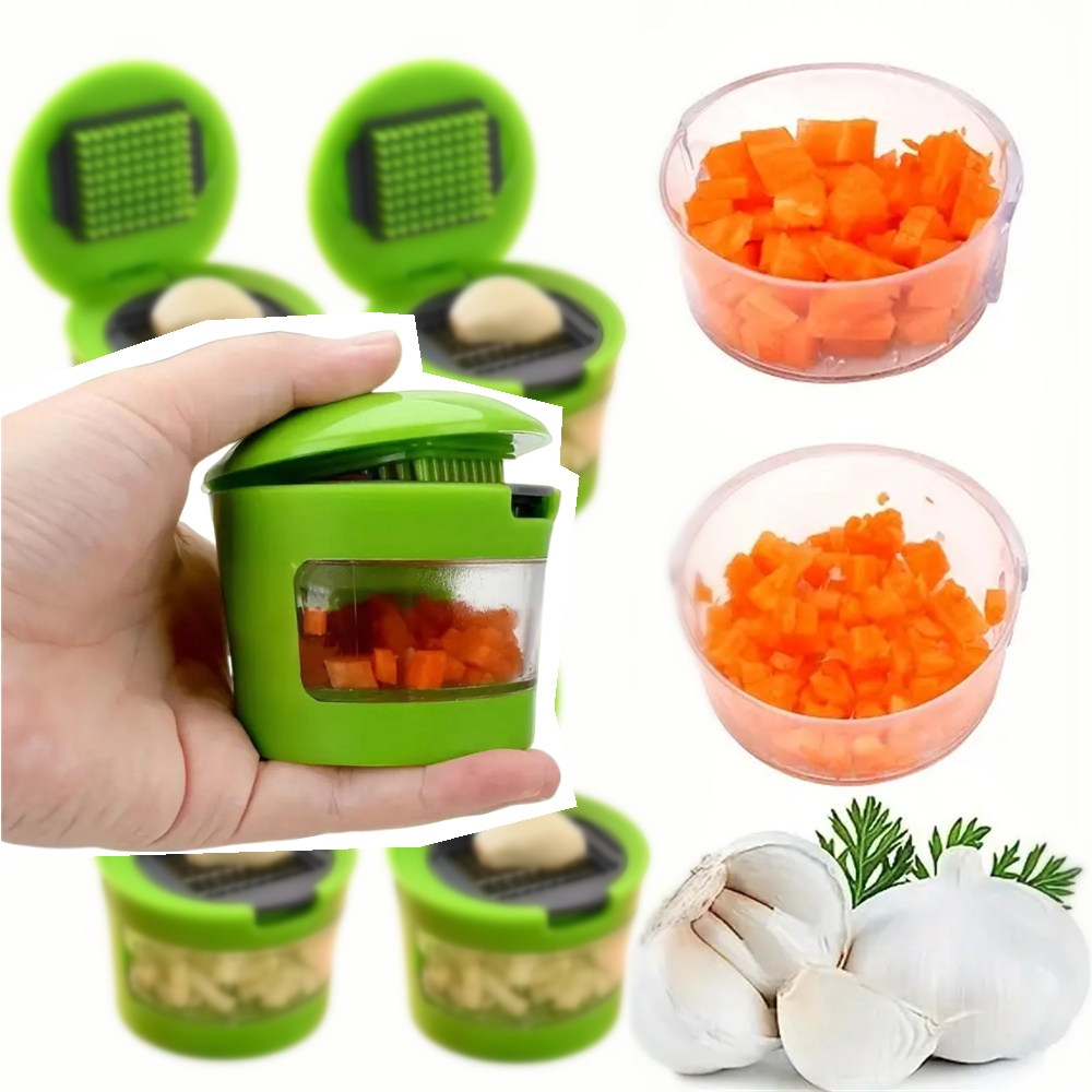 Easy Manual Portable Vegetable Cutter, Multi-functional Stainless Steel Garlic Press for BBQ Cooking
