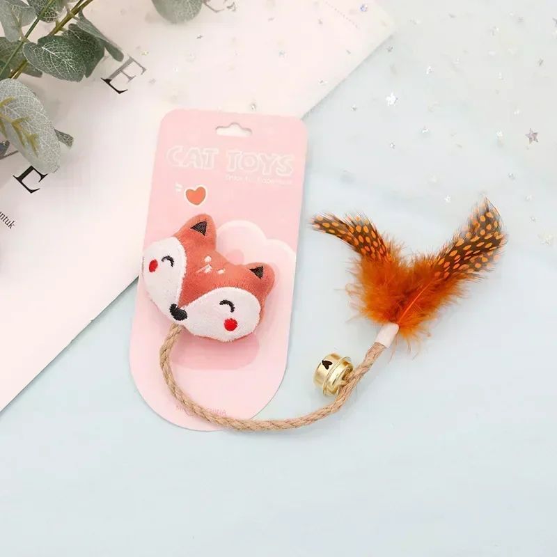 Catnip Feather Bell Chew Toy with Hemp Rope – Teething Dental Molar Stick for Kittens & Cats