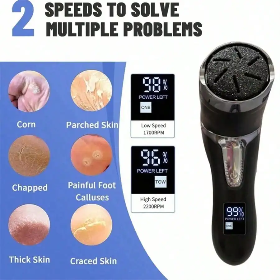 USB Charging Electric Foot Pedicure Device, LCD Display, Dust Collector For Callus Removing and Exfoliating