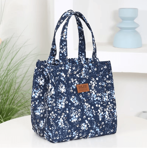 Floral Insulated Lunch Bag Zipper Lunch Tote with Aluminum Foil Interior for Work & Daily Use