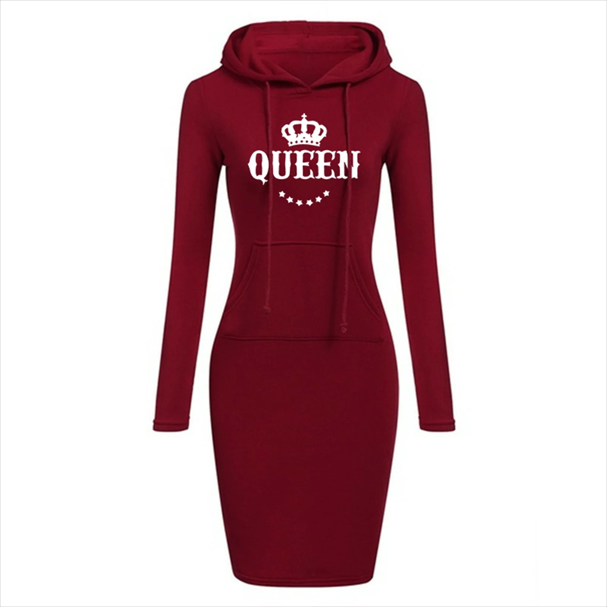 Womens Slim Hoodie Dress with Long Sleeves and Casual Fit