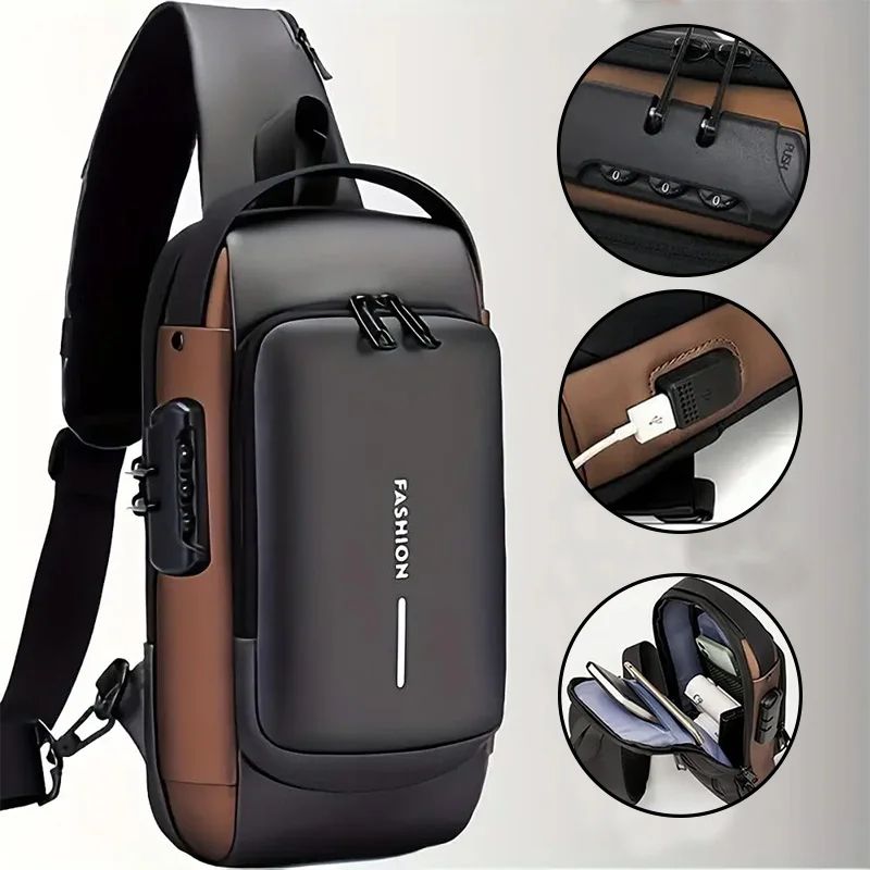 Anti-Theft Oxford Chest Sling Bag for Men - Secure Crossbody Chest Pack for Commute & Motorcycle