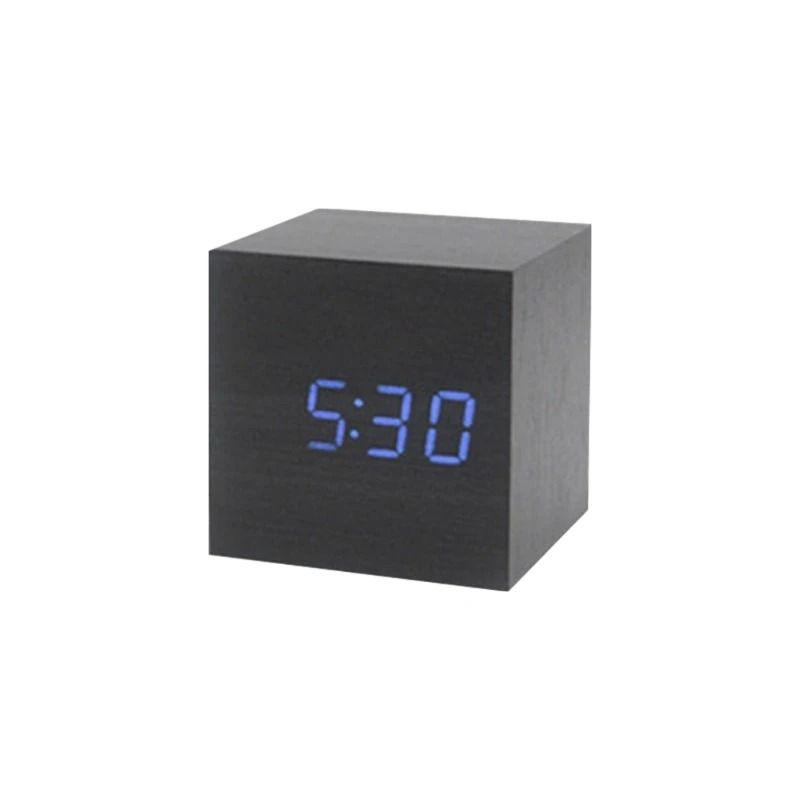 Wooden Cube Voice Control Alarm Clock