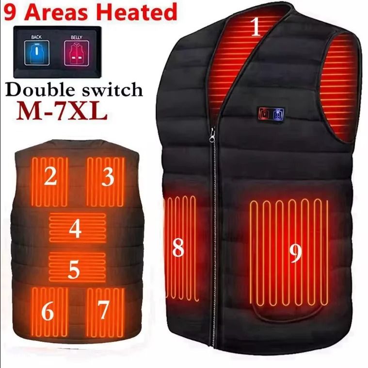 Men and Women Smart Heating Cotton Vest with 9 Zone Thermal Technology