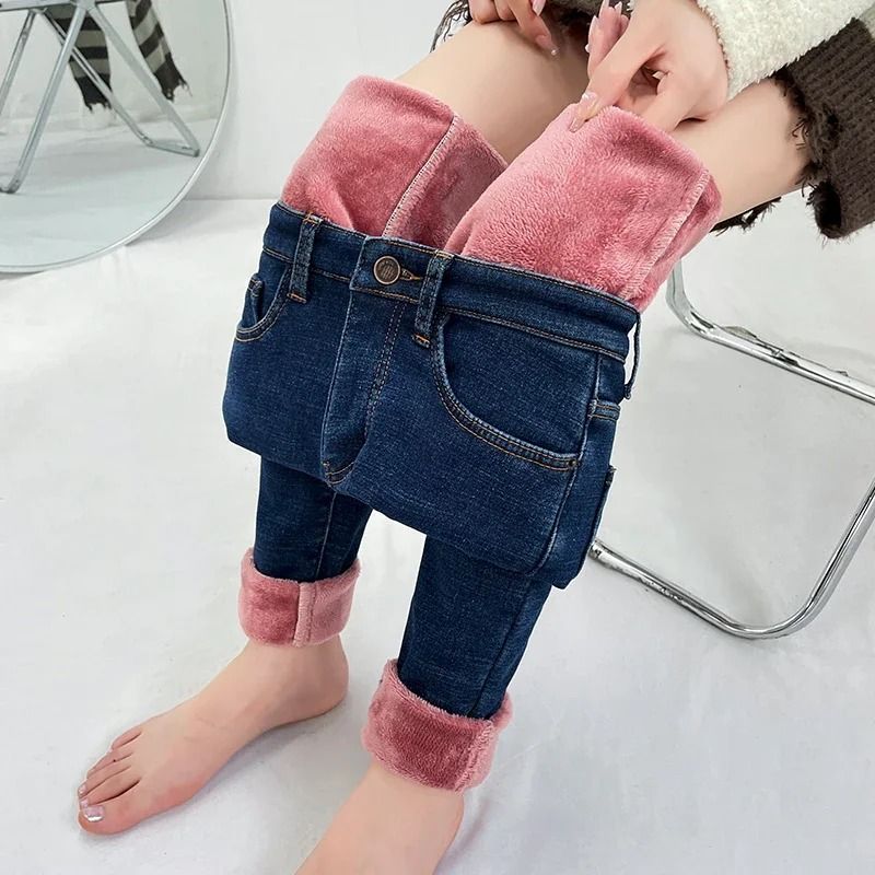 Womens Fleece Lined Jeans Warm Stretch Winter Denim Leggings