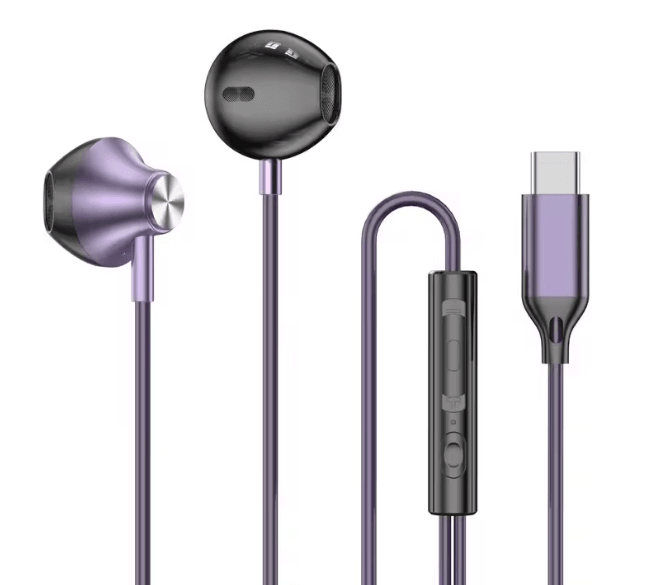 USB C Wired In Ear Headphones with HiFi Sound and Inline Control