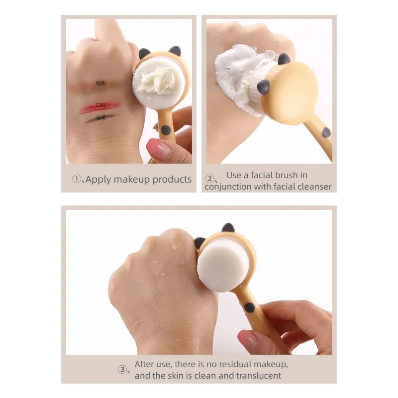 3D Double Silicone Facial Cleansing Brush, Soft Bristles Manual Massage Facial Brush, Exfoliating Double Sided Face Wash