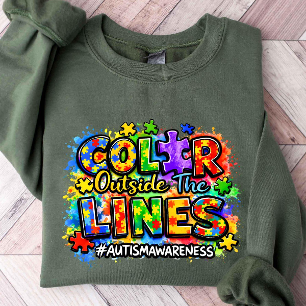 Color Outside The Lines Autism Awareness Shirt, Puzzle Piece Sweatshirt, Neurodiversity Acceptance Gift,