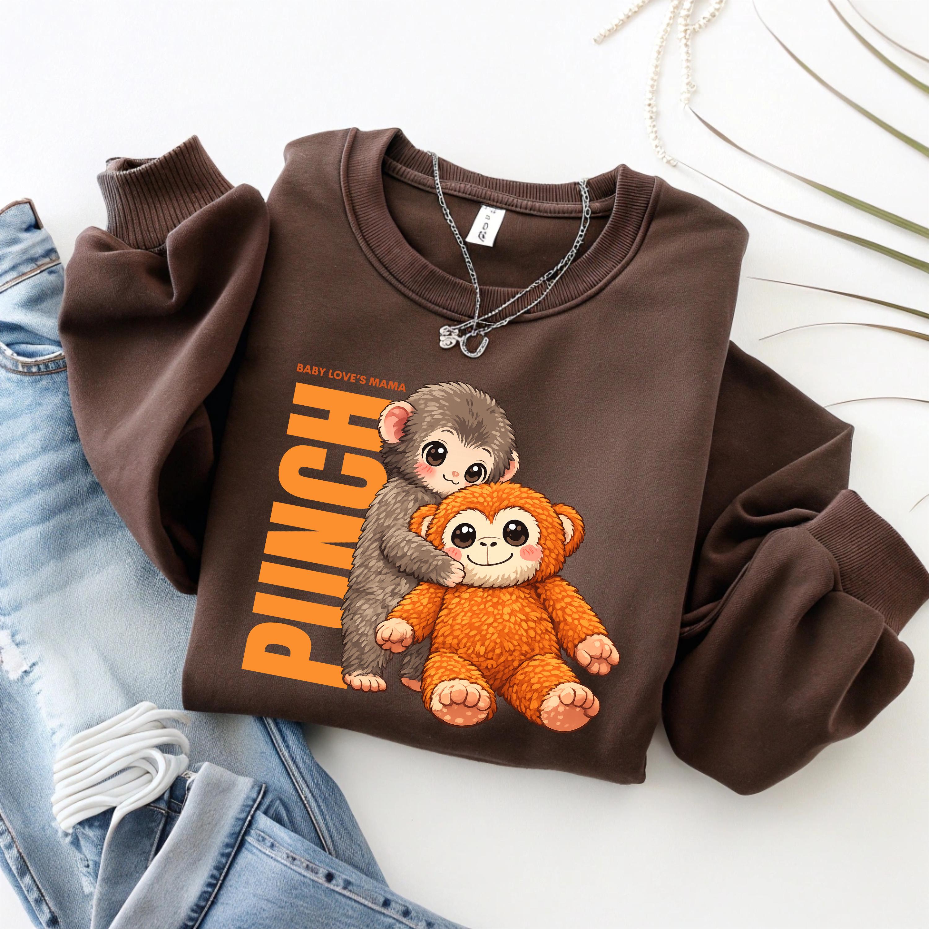 Hold On Baby Monkey Shirt, Cute Orangutan Plush Toy Sweatshirt, Viral Hugging Monkey Graphic Tee