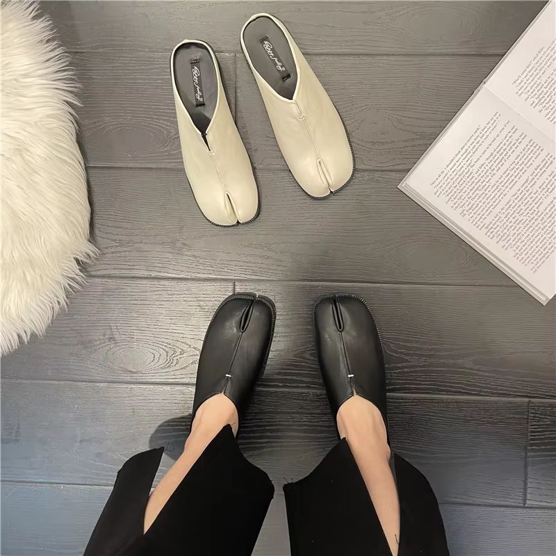 Women's Split Toe Tabi Ninja Flats Leather Casual Loafers