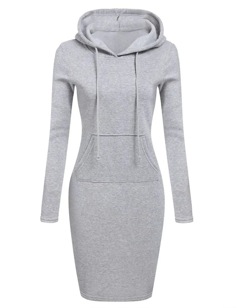 Womens Hooded Dress with Long Sleeves and Cozy Autumn Styling
