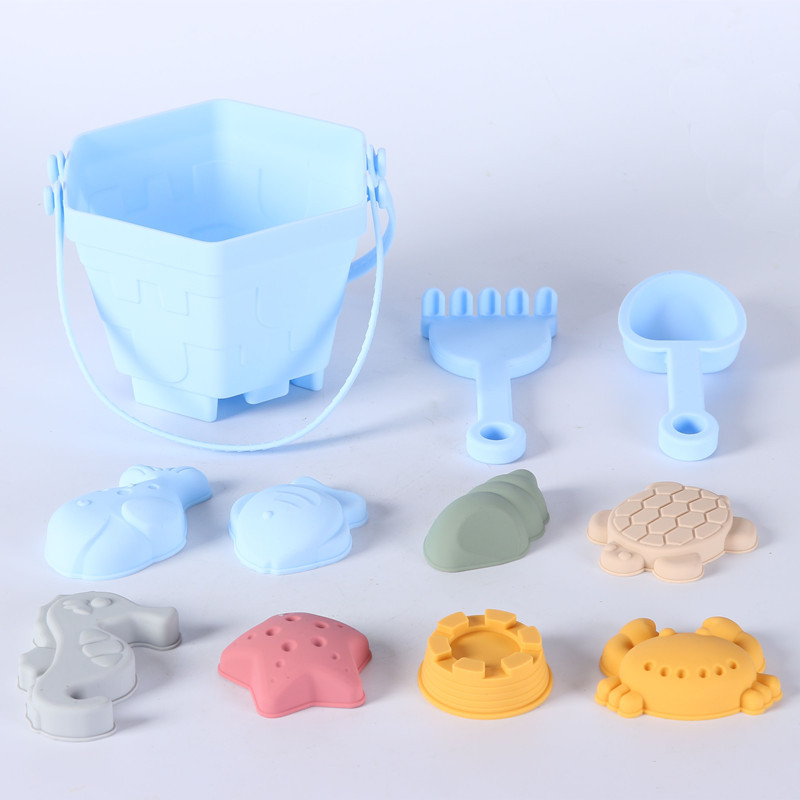Silicone Beach Bucket Set for Kids Outdoor Sand Digging Tool Plastic Beach Toys for Sand Play and Digging