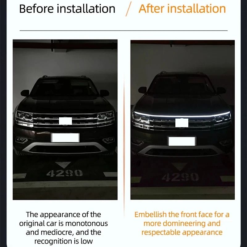 150cm LED Daytime Running Light Car Hood Light Strip DRL Ambient Engine Hood LED
