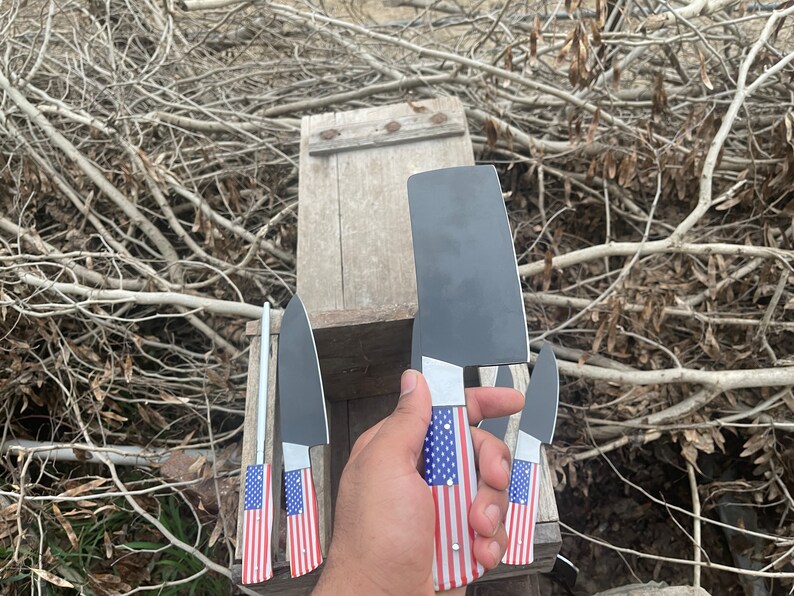 Chef Set American Kitchen knives set USA Flage Beautiful, Anniversary gift
