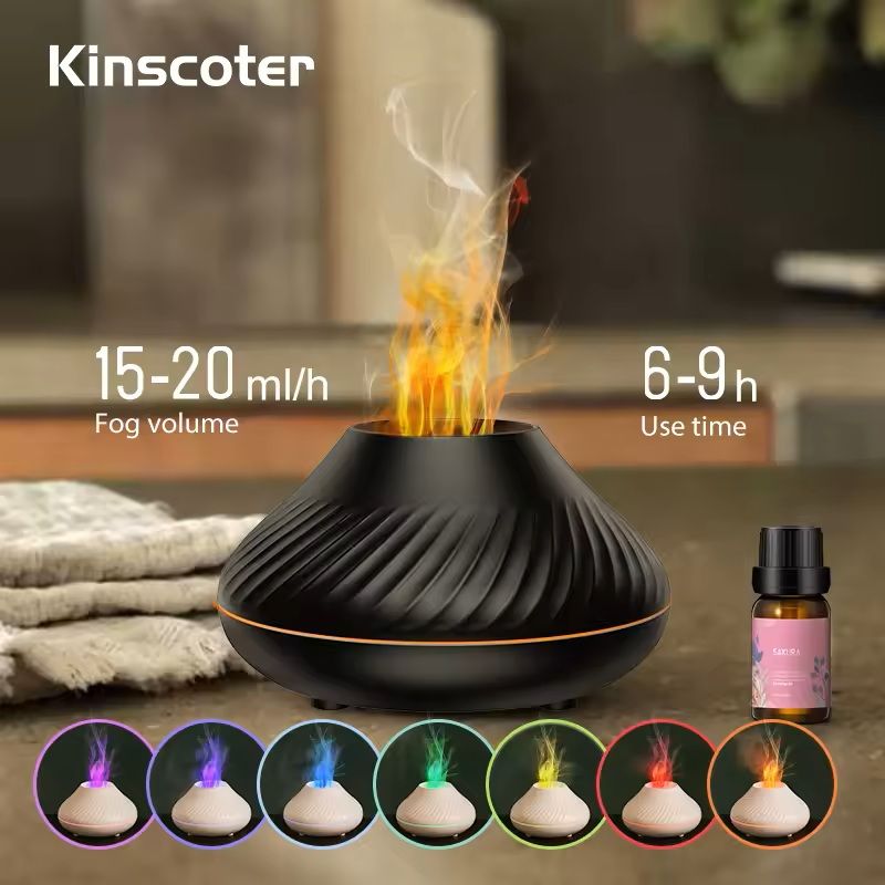 Volcanic Flame Aroma Diffuser and Essential Oil Humidifier with Night Light