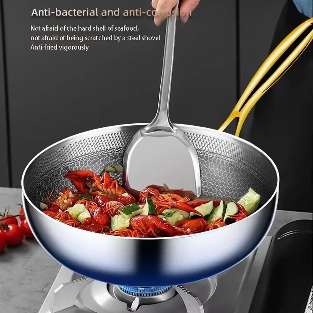 316 Stainless Steel Non Stick Frying Pan Wok with Honeycomb Surface