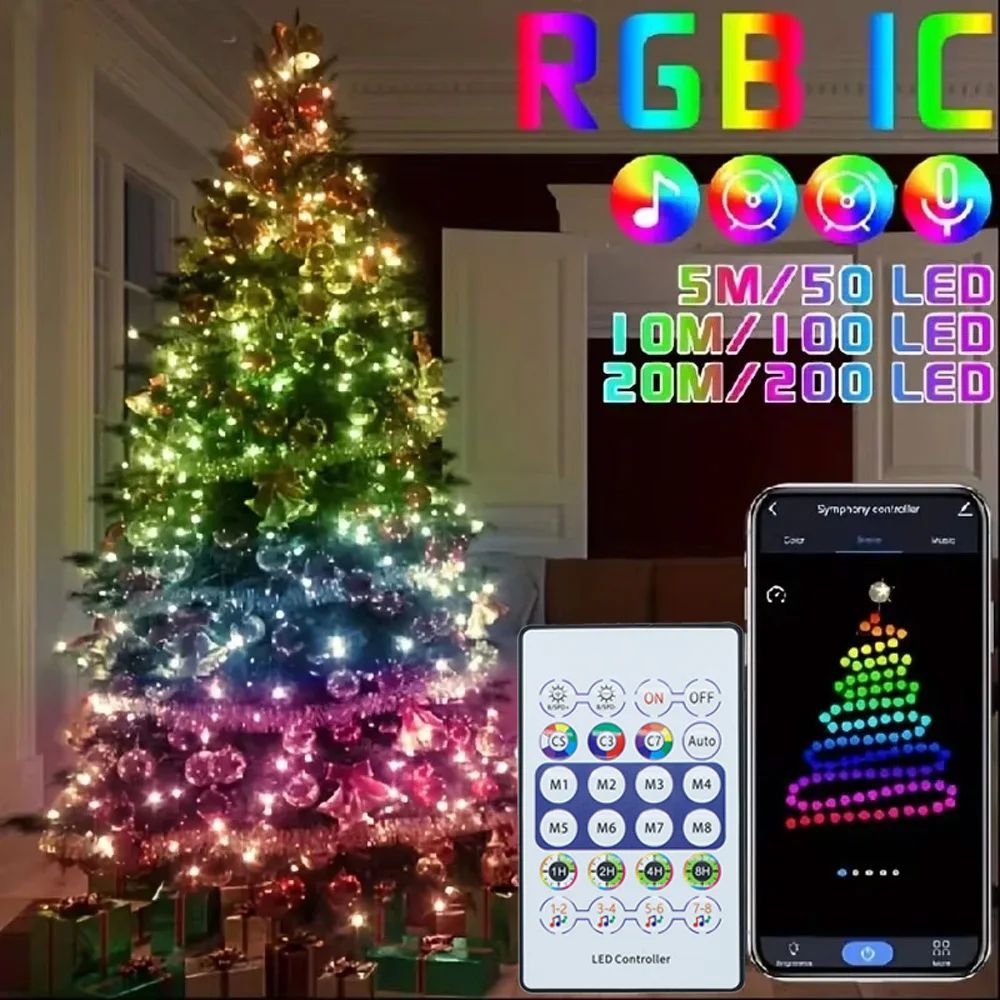 WS2812B RGB Bluetooth LED Strip Lights Smart Dreamcolor Fairy Lights