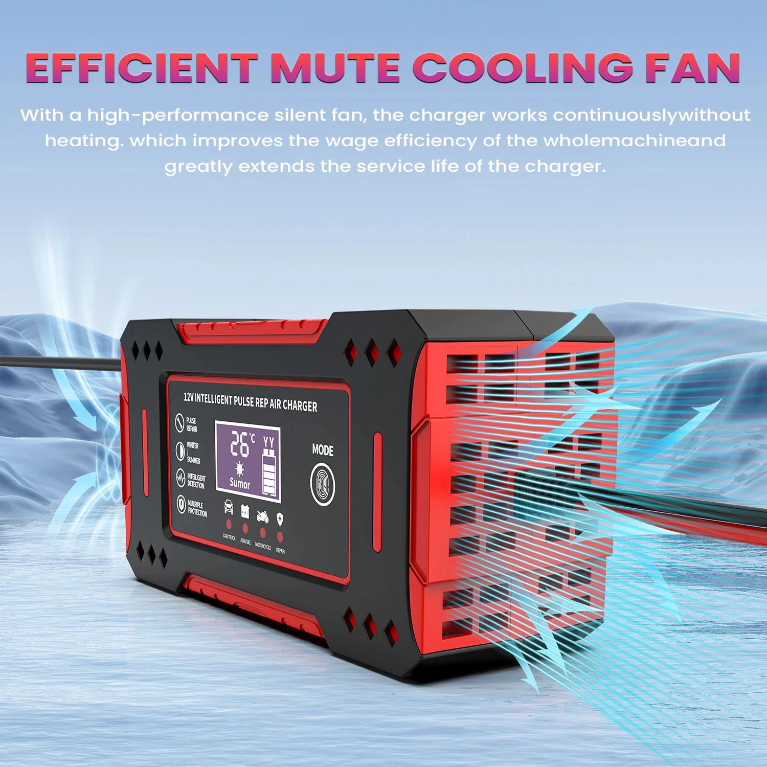 LCD Display Motorcycle Battery Maintainer for Lead-Acid Repair, Motorcycle Charger for Battery Maintenance