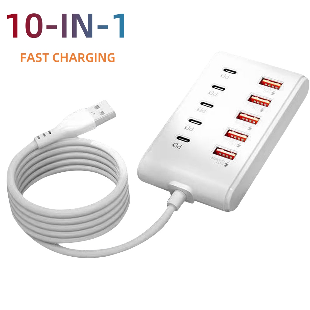Universal Multi Port USB Power Strip USB C Desktop Charging Station Type C HUB Adapter