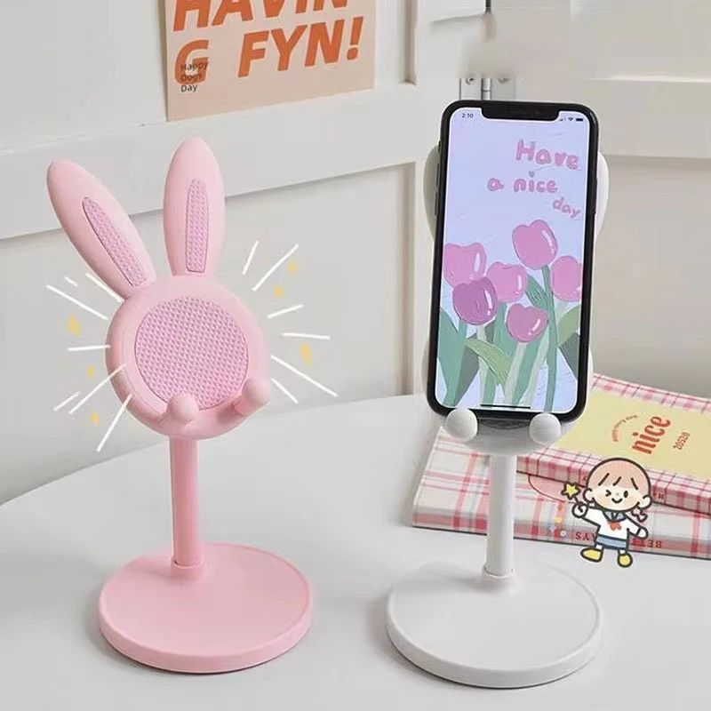 Cute Pink Rabbit Desktop Phone Holder