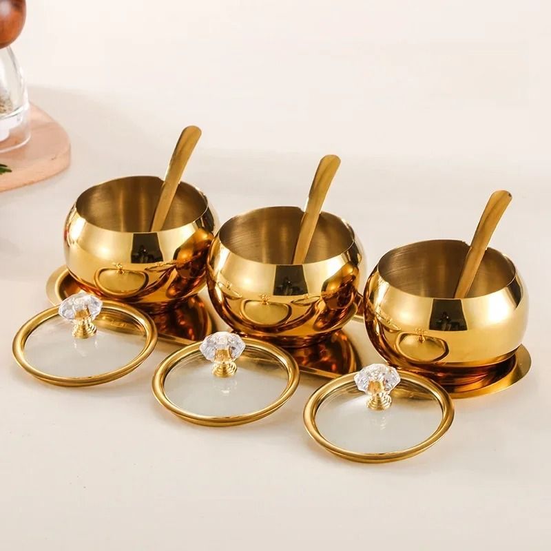 Gold & Silver Stainless Steel Luxury Condiment Set