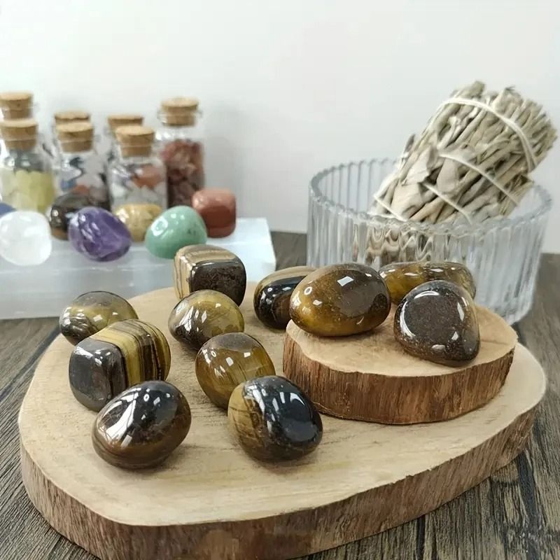 Golden Tiger Eye Tumbled Stones – High-Definition Geological Earth Sculpture
