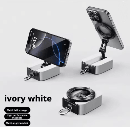 Magnetic Phone Stand Foldable Travel Holder Extendable Desk and Airplane Mount