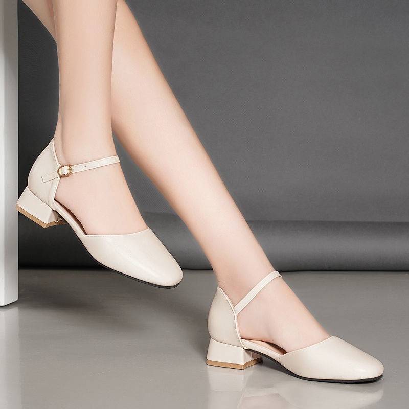 Women Low Heels Dress Shoes, Office Lady Mary Janes, Comfortable Ankle Strap Sandals, Closed Toe Elegant Ladies Shoes