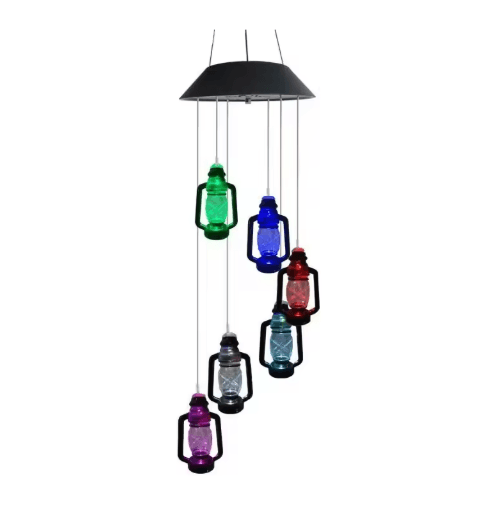 VintageGlow Solar Wind Chime Lantern Retro Hanging Garden Lantern with Solar Light