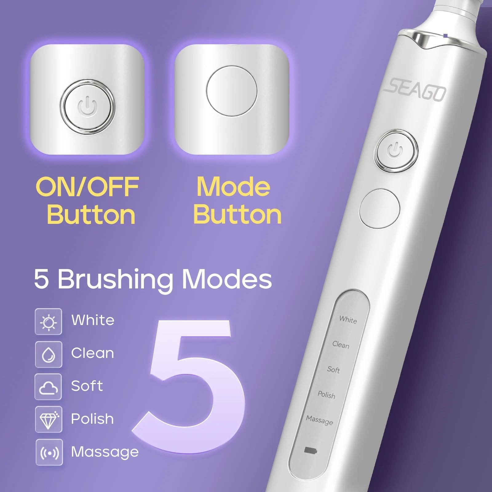 Electric Rechargeable Toothbrush with 8 Brush Heads and Smart Timer