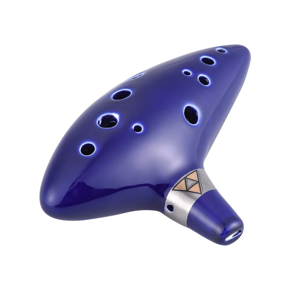 12 Hole Ceramic Ocarina Alto C Vessel Flute, Beginner Wind Instrument with Music Score & Neck Strap